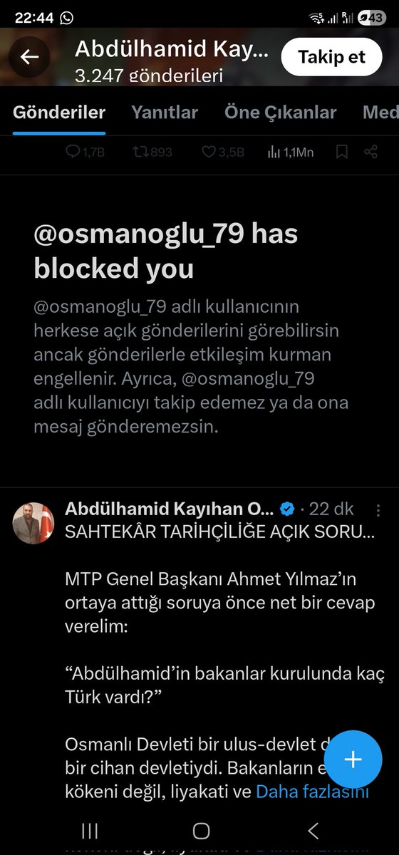 Lan....
Şehzade de beni engellemiş 🤔