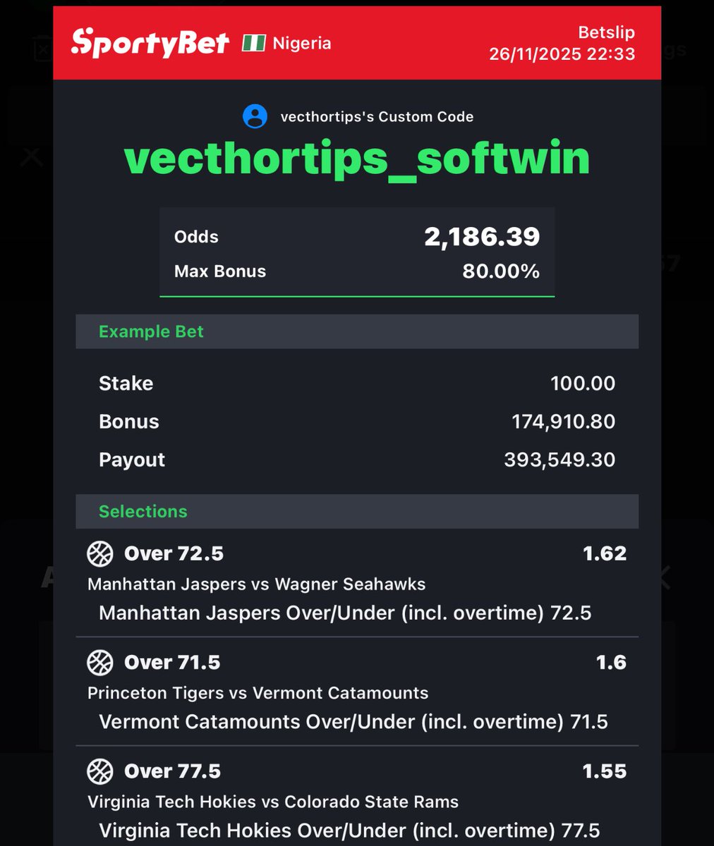 VecthorTips's tweet image. Read this for direction 

Update your sportbet App or login through Web to load code

Code 👇👇

vecthortips_softwin

vecthortips_edit