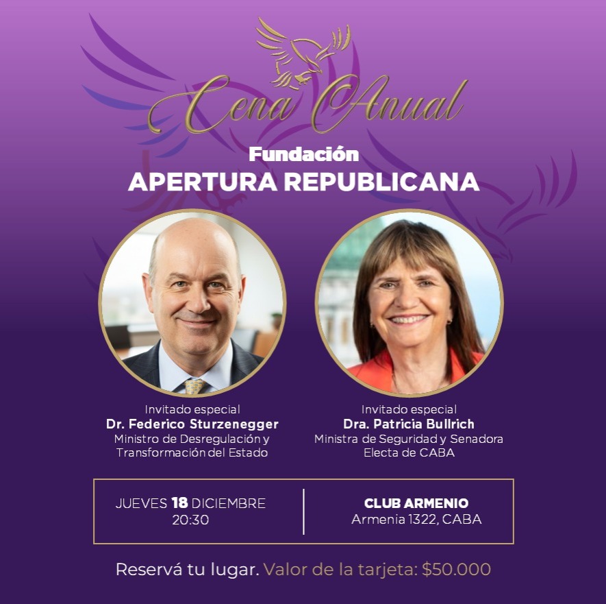 PaoloMacrina's tweet photo. 📣*CENA ANUAL DE APERTURA REPUBLICANA 2025*
📆 Jueves *18* diciembre 20:30
📍*Club Armenio*. Armenia 1322, CABA

Valor de la tarjeta: *$50.000*

Muchas gracias. https://t.co/waiVEicM1P