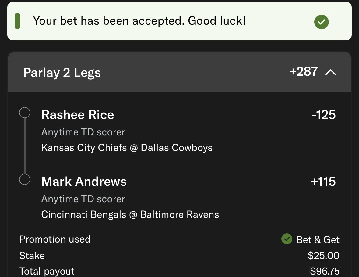 parlayportal's tweet image. 🦃 Turkey Day

🔨 Built using @PropFinderApp use code PARLAYPORTAL for 30% off

🏈 MGM Bet &amp;amp; Get Play

📊 Data:

-RICE: DAL dead last vs WR TD; Team leading 46.4% RZ share

-ANDREWS: CIN dead last vs TE TD; Team leading 27.3% RZ share

🤝🏼 Happy Thanksgiving to you &amp;amp; your family