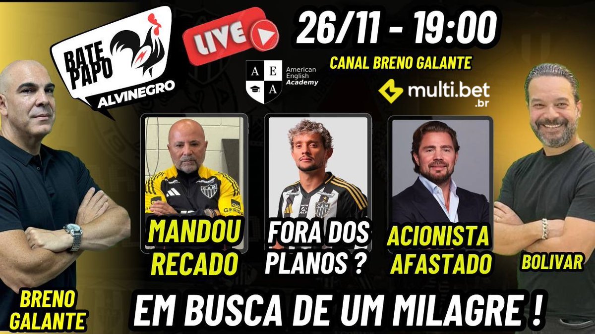 BrenoGalante's tweet image. 🛑ESTAMOS AO VIVO 🛑

🔘 SAMPAOLI MANDOU RECADO

🔘 SCARPA FORA DOS PLANOS ? 

🔘 ACIONISTA DO GALO AFASTADO 

✳️ CONVIDADO: BOLIVAR 

⤵️⤵️⤵️
youtube.com/live/1HQrsbytP…