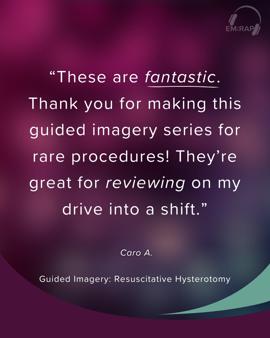 emrap_tweets's tweet image. Check out what the EM:RAP community is saying about our newest video series: Guided Imagery! Dive in to sharpen your skills and stay prepared for rare, but critical emergency procedures. emrap.org/hd/playlist/gu…
 
#EMRAP #EM #EmergencyMedicine #GuidedImagery #Procedures