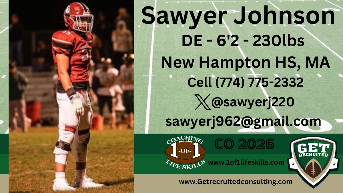 Get__Recruited's tweet image. Sawyer Johnson - CO 2026 - DE - 6&apos;2, 230lbs - Explosive, tough, great pass rusher, plays hard. New Hampton HS, MA. Player profile:  app.productiverecruit.com/profile/sawyer… @sawyerj220 @1of1lifeskills @WCUGoldenRamsFB @SURamsFootball @UNewHavenFB @SCSUFB @AICFootball @AssumptionFB @Ravens_FB