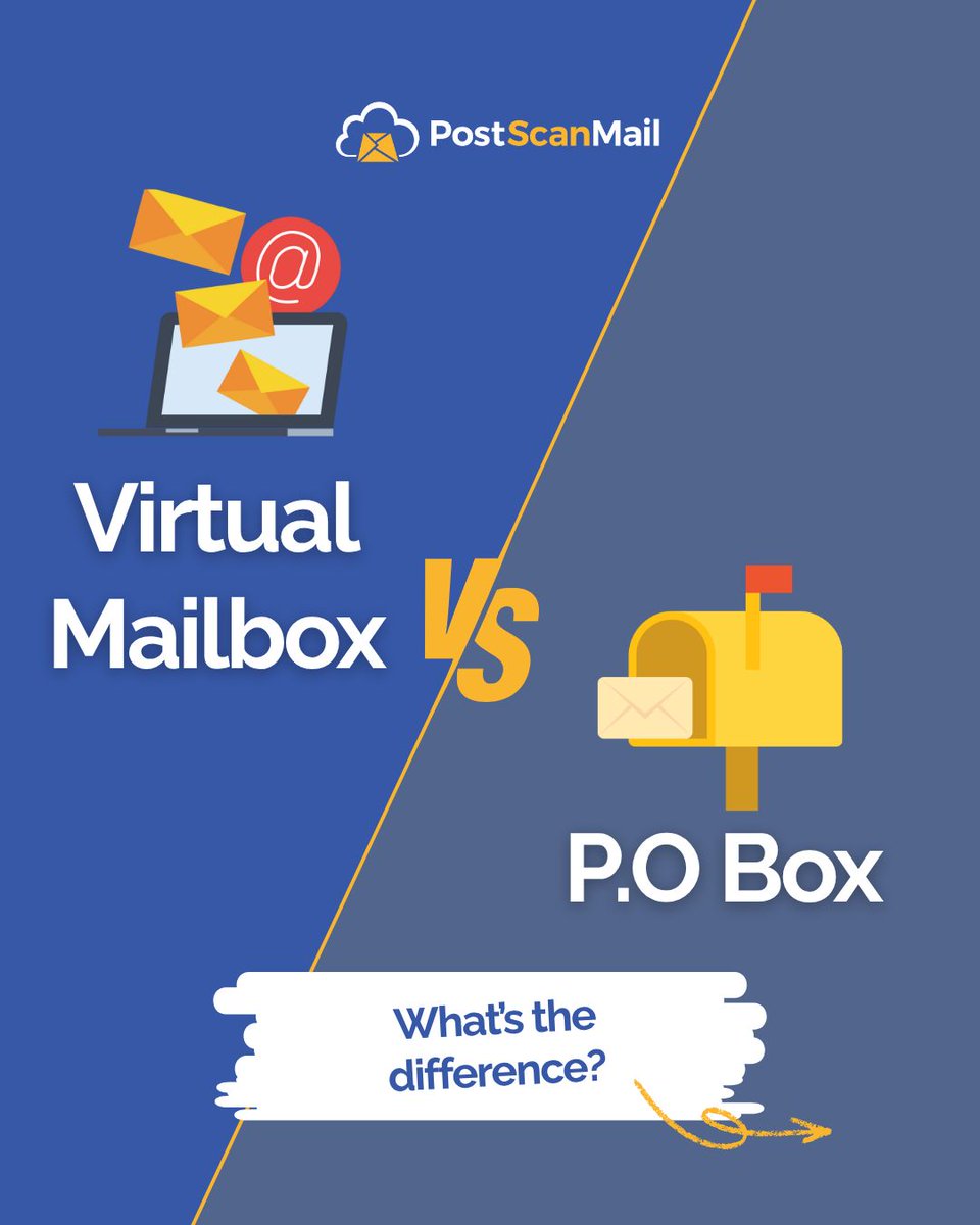 PostScanMail's tweet image. Virtual Address vs. P.O. Box — what’s better for your business?

With a virtual mailbox from @PostScanMail, you get a real street address, mail forwarding &amp;amp; instant online access. 📬✨ 

Swipe to learn the difference a virtual mailbox can make for you!

#virtualmailbox