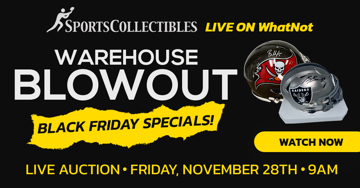 Join Mike and Jake for a warehouse blowout auction featuring signed helmets, jerseys, and rare memorabilia at prices you will not see again.
Live auction starts Friday, November 28th at 9AM PST on WhatNot. 

Watch live: whatnot.com/live/b6c2e17c-…
