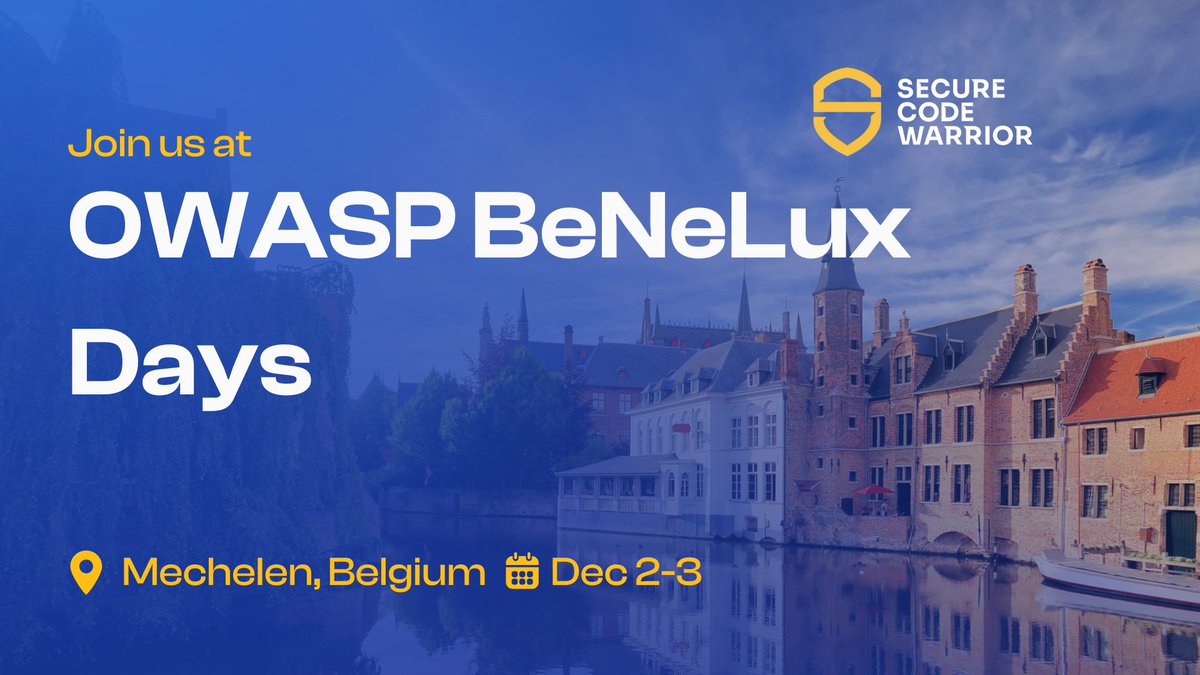 SecCodeWarrior's tweet image. Excited to be a Platinum Sponsor at #OWASPBeNeLux2025 in Mechelen! 🇧🇪 Join us Dec 2-3 to discuss #AppSec, #DeveloperRiskManagement &amp;amp; the #OWASP Top 10. Stop by our table for swag &amp;amp; a chance to win Legos! Book a meeting: ow.ly/aL6N50XyiJ2
#OWASPBeneluxDays #Cybersecurity