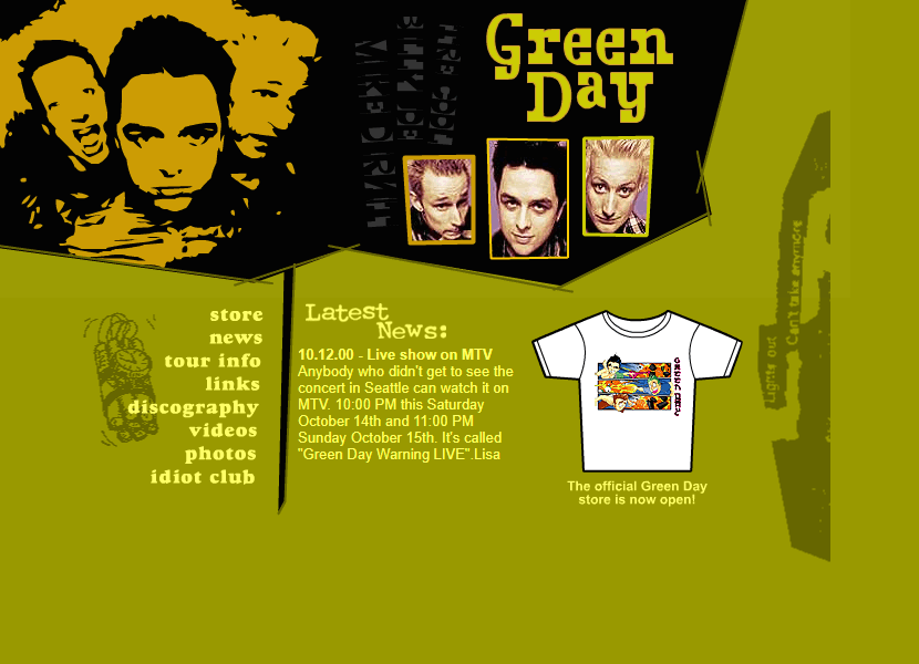 WebDesignMuseum's tweet image. Green Day website in 2000

#WebDesignHistory