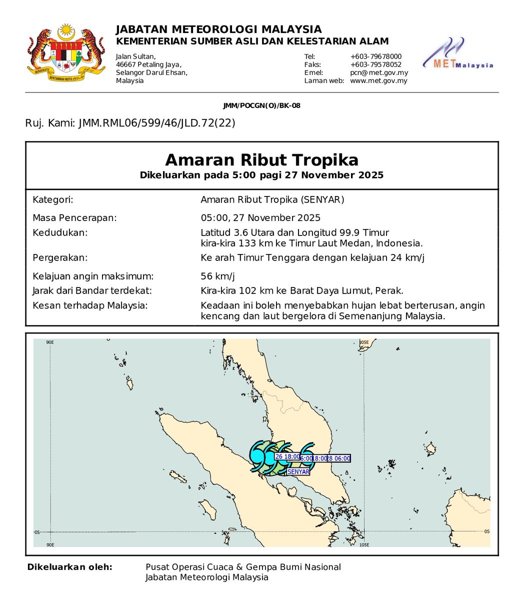 𝐀𝐦𝐚𝐫𝐚𝐧  𝐑𝐢𝐛𝐮𝐭 𝐓𝐫𝐨𝐩𝐢𝐤𝐚 𝐨𝐥𝐞𝐡 𝐉𝐚𝐛𝐚𝐭𝐚𝐧 𝐌𝐞𝐭𝐞𝐨𝐫𝐨𝐥𝐨𝐠𝐢 𝐌𝐚𝐥𝐚𝐲𝐬𝐢𝐚 (𝐌𝐄𝐓 𝐌𝐚𝐥𝐚𝐲𝐬𝐢𝐚)

#metmalaysia
#NRES
#monsuntimurlaut
#caknacuaca
#MADANIBekerja
#MalaysiaMadani