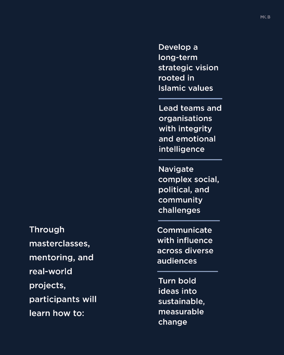 MuslimCouncil's tweet image. 🌟 So, what is the Visionary Leadership Programme?

We&apos;re inviting you to embark on a transformative journey through our #Leadership Programmes - designed to #empower the next generation of #Muslim changemakers! ✨

Are you ready to be a leader? Visit mcb.org.uk/visionary for…