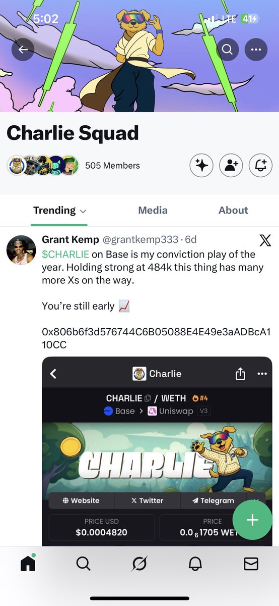 web_3duke's tweet photo. @BaseDogCharlie Day 1 supporter of $CHARLIE, could this be my first Charlie win? 
@nedstark_eth 
@samkizz_23 
@freedom_ki812 
Don’t fade $CHARLIE get on the train now https://t.co/ab8fk8hvag