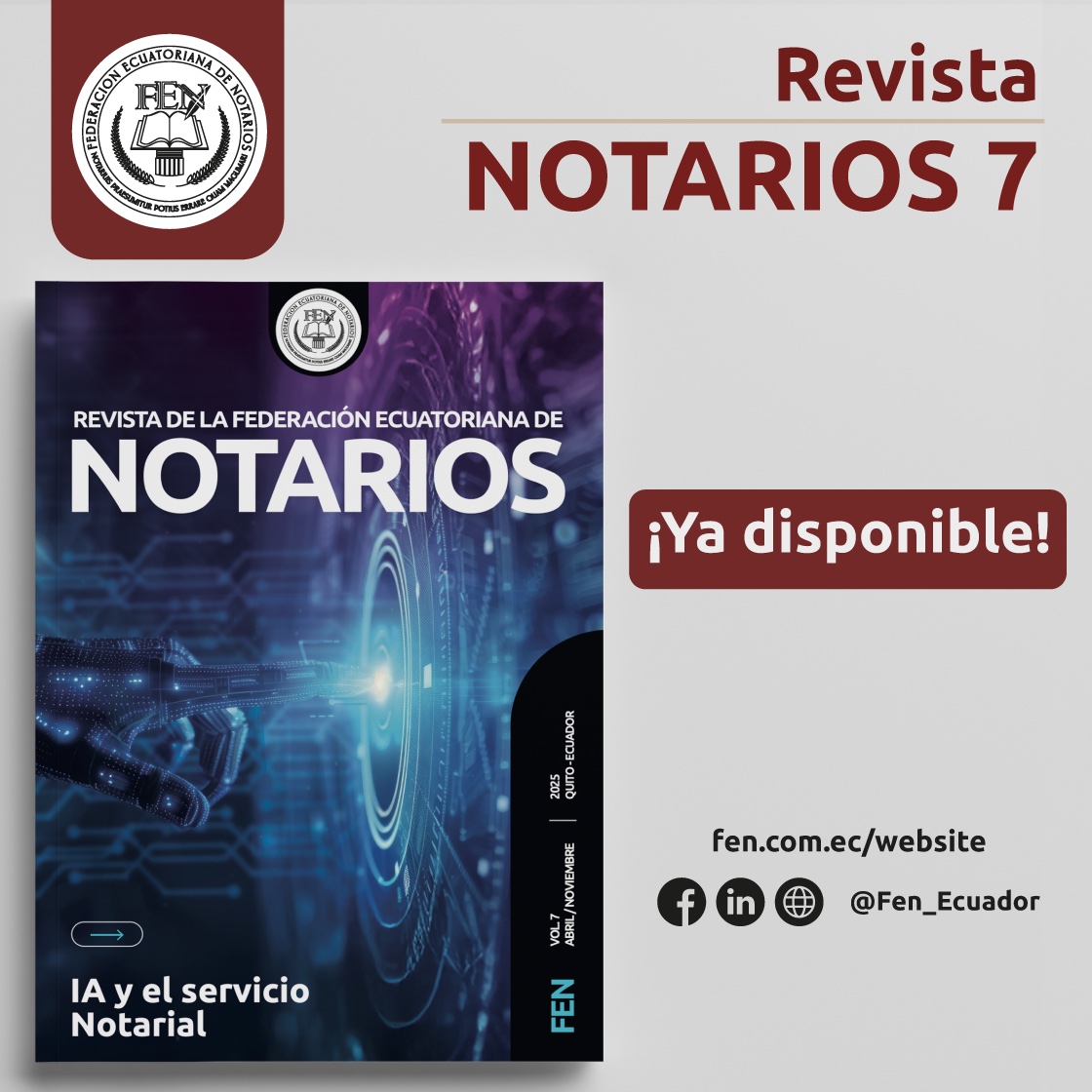 Nos complace informar que el 7mo número de nuestra revista NOTARIOS, ya se encuentra disponible en nuestra página web.

Léela e infórmese aquí: shorturl.at/dlGzd