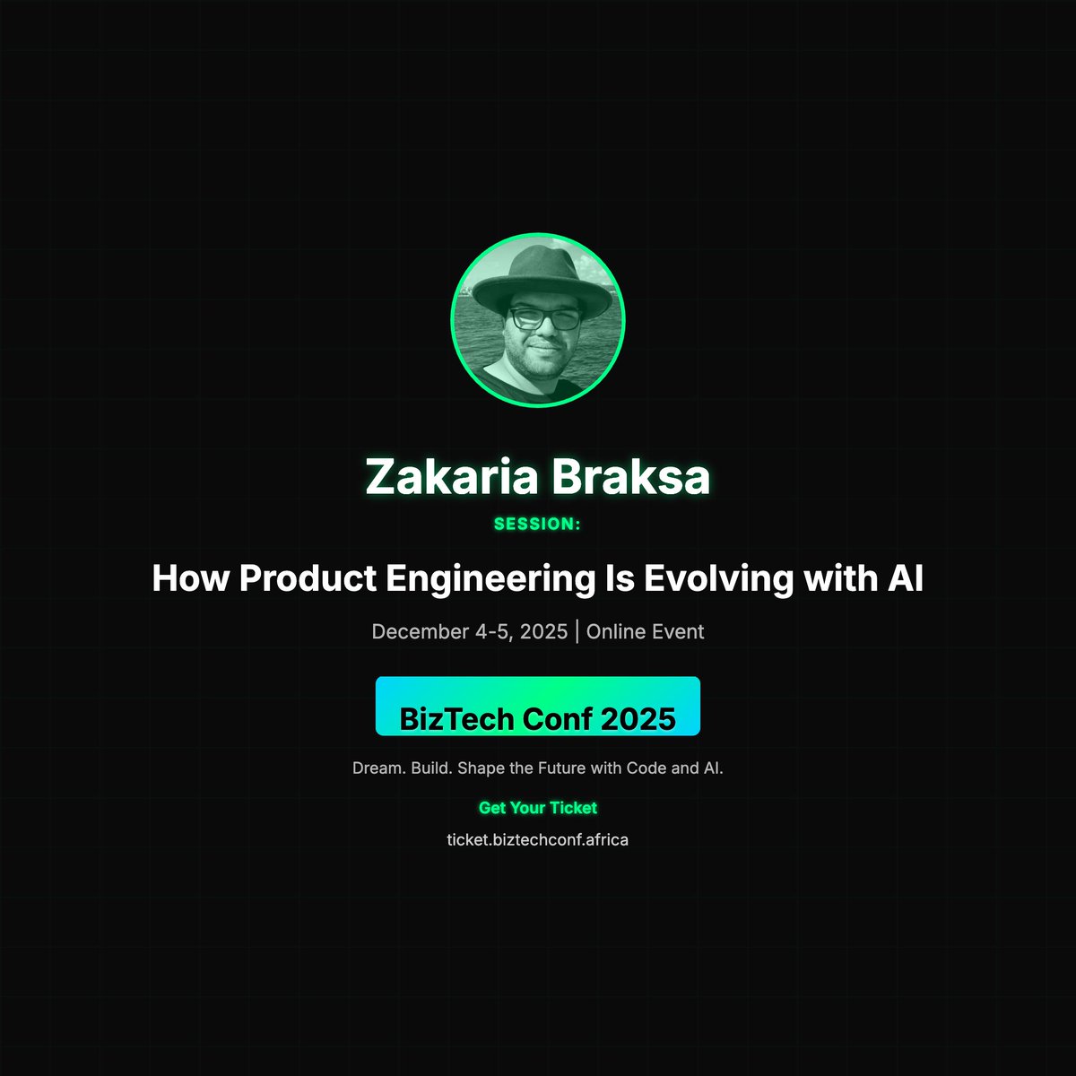 BizTechConf's tweet image. 🎤 Zakaria Braksa at BizTech Conf 2025!

📢 &quot;How Product Engineering Is Evolving with AI&quot;

@zackbraksa #BizTechConf2025 #TechConference

🎫 ticket.biztechconf.africa