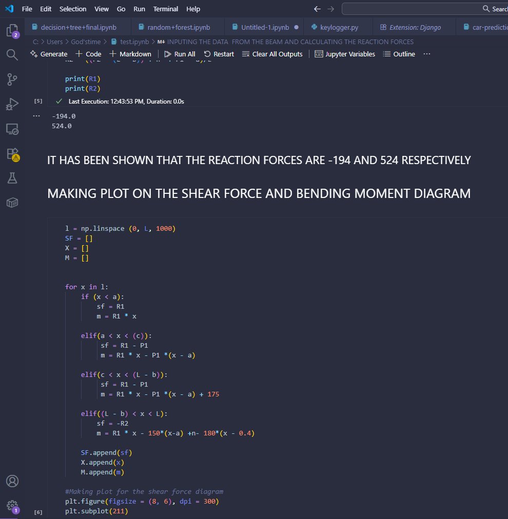 simplybright75's tweet image. I was confused when we were taught shear force and bending moment in class.

So I coded it in Python. Then I simulated it in SolidWorks.

Now I understand what’s really happening inside the beam. Visual learning is powerful.

#EngineeringStudent #BendingMoment #SFD #PythonCode