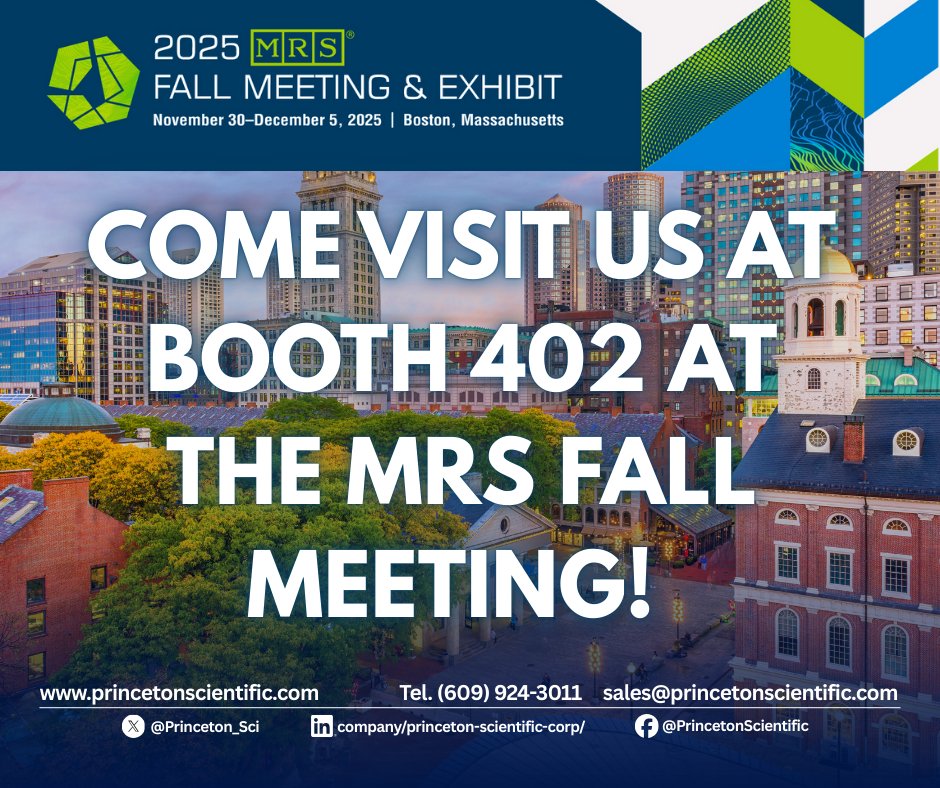 Princeton_Sci's tweet image. We&apos;re excited to see you next week @Materials_MRS! 🔬 Stop by Booth 402 to learn more about how we can support your next project and R&amp;amp;D goals! 💡 #F25MRS #sciencecommunity #materialsscience #materialsresearch #engineering #technology #science