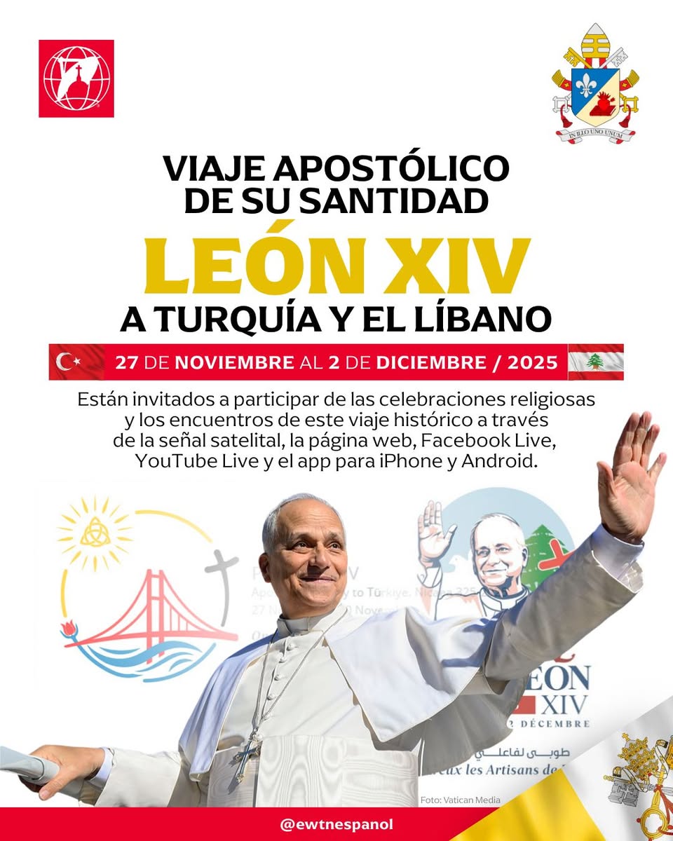 RECEMOS POR EL PAPA QUE HOY INICIA SU VIAJE A TURQUÍA Y AL LÍBANO.