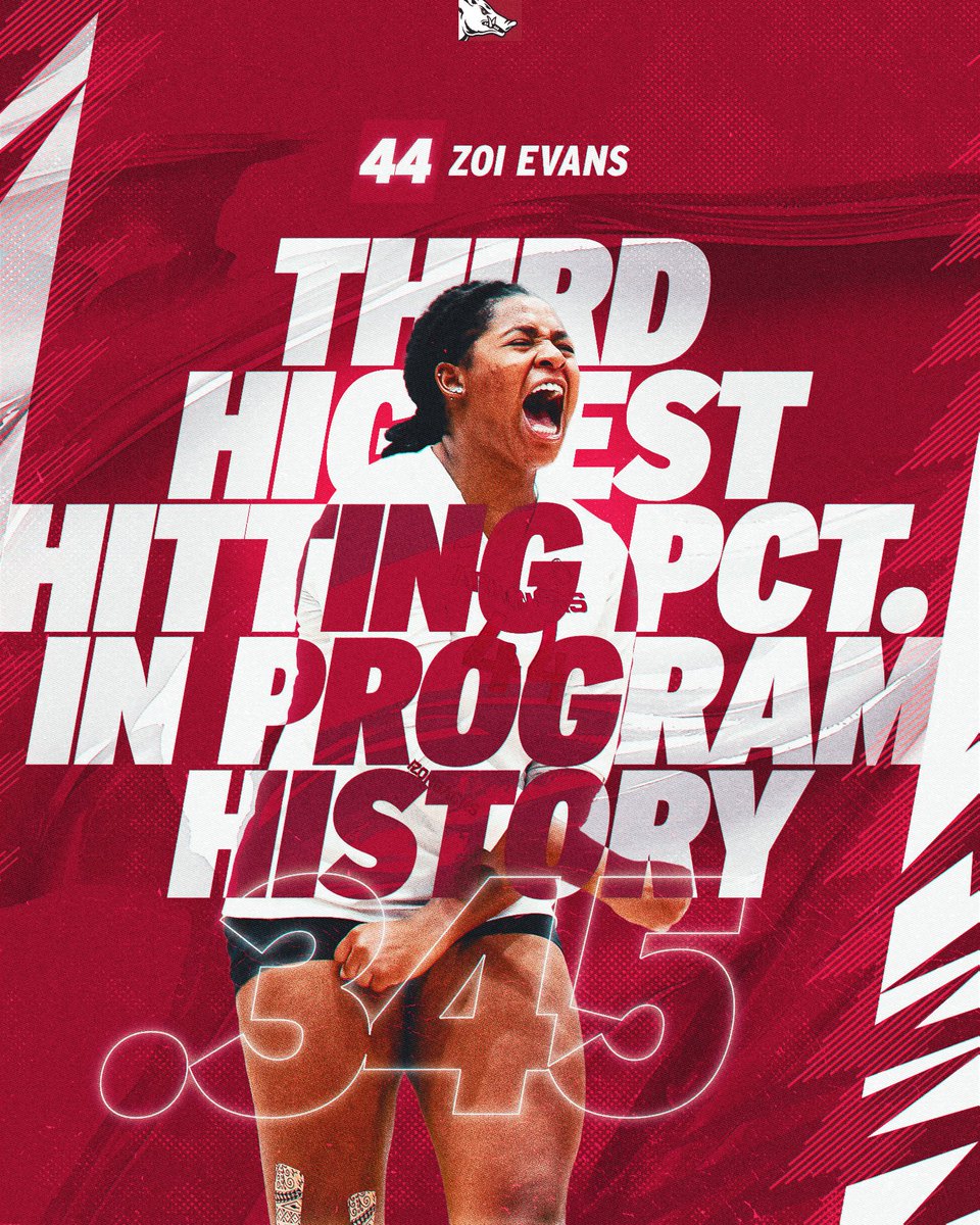 RazorbackVB's tweet image. Capping off an incredible career with another line in the record book 🫡

Congrats to Zoi for finishing third in program all-time hitting percentage at .345! 🔥