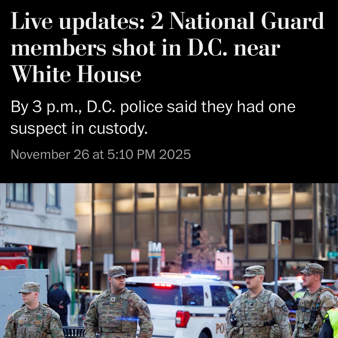 Praying for those members of the National Guard who were shot. This is never ok. We’re better than this.