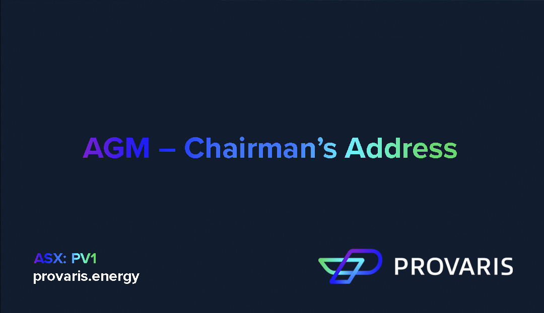 We're pleased to share the below address from Chairman Greg Martin ahead of our AGM being held today: loom.ly/LhKfw4Y

Results from today's meeting will be made available on the ASX platform &amp; in the Announcements section of the #PV1 Investor Hub: loom.ly/ZDC_WCM