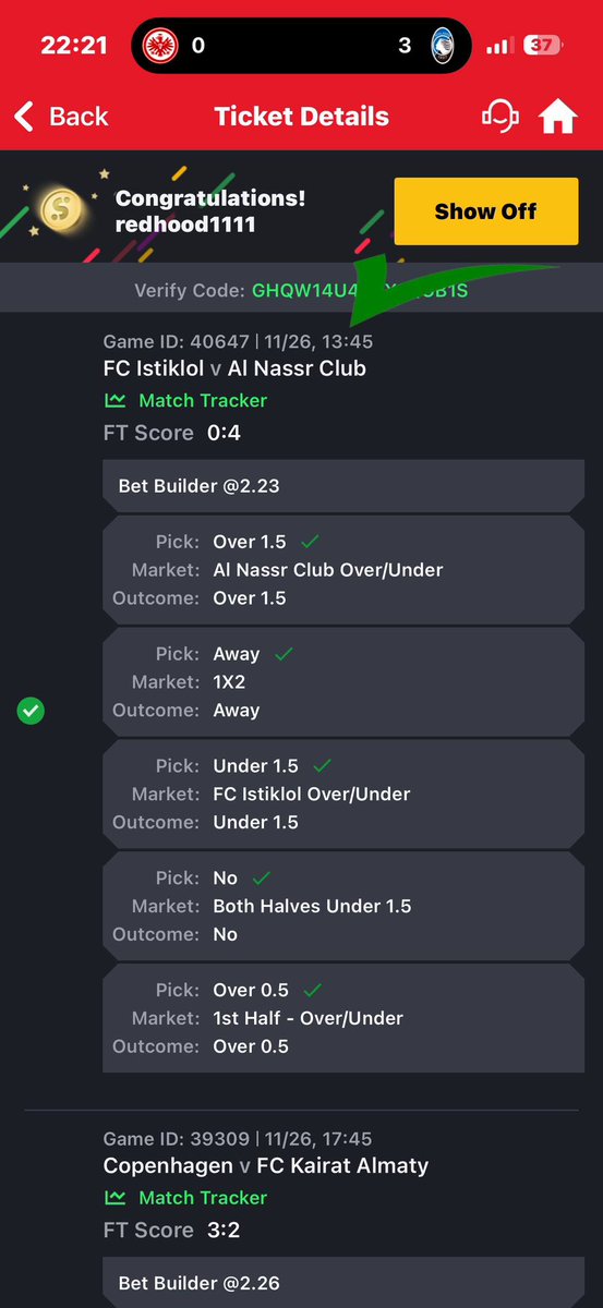 REDHOOD_1111's tweet image. C.O.N.G.R.A.T.U.L.A.T.I.O.N.S🍀🎉🍾🥂

In case you listened to my advice 
5 won ✅✅✅✅✅✅✅✅✅

Boom 💥 boom 💥 boom 💥 💥 
🥳🥳🥳🥳🥳🥳🥳🥳🥳🥳🥳🥳