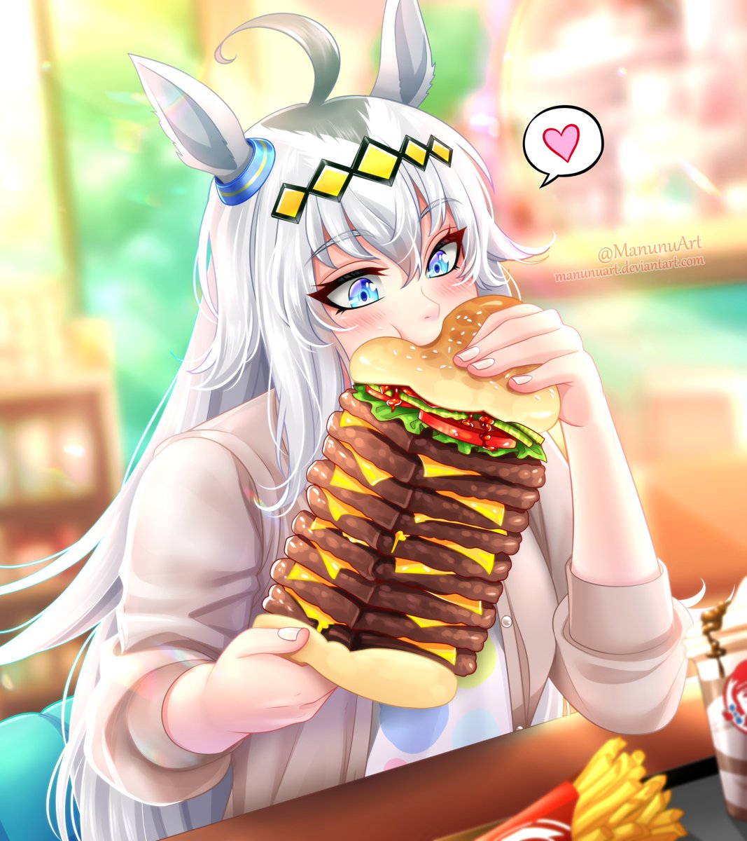 Oguri Cap vs 14 T-Rex Burger for <a href="/Magpul21/">Michael V.055 #BLM #TLM #BTLM</a>! 🐎🍔💖 #umamusume #umamusumeprettyderby