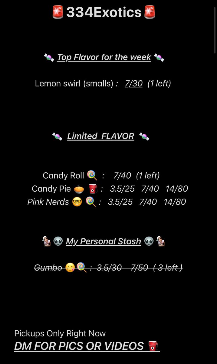 334Exotics's tweet image. New Updated MENU 🔥🔥🍭

Candy Pie 🥧 🍭
Pink Nerds 🤓 🔥

3.5/25   7/40 

.
.

#houstonplug #houstongas #htxplug #htxgas #houstonweed #houston #334exotics #weedman #gasgod #houstonflavors #weedtwitter #telegram #htxsouthwest #tsuplug  DM ME OR TELE IN BIO 🔥