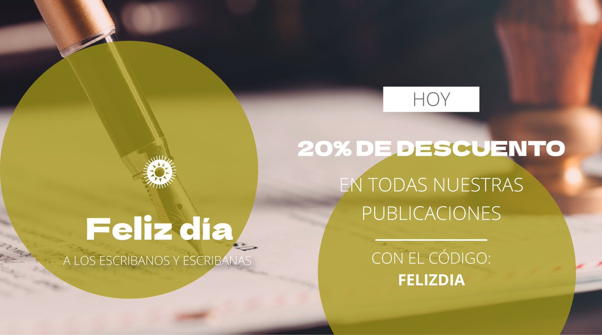Feliz Día a los Escribanos y Escribanas📚🙌

Hoy disfrutá del 20% de descuento en todas nuestras publicaciones con el código: FELIZDIA

¡Encontralos en nuestra web FCU.EDU.UY! 🌐