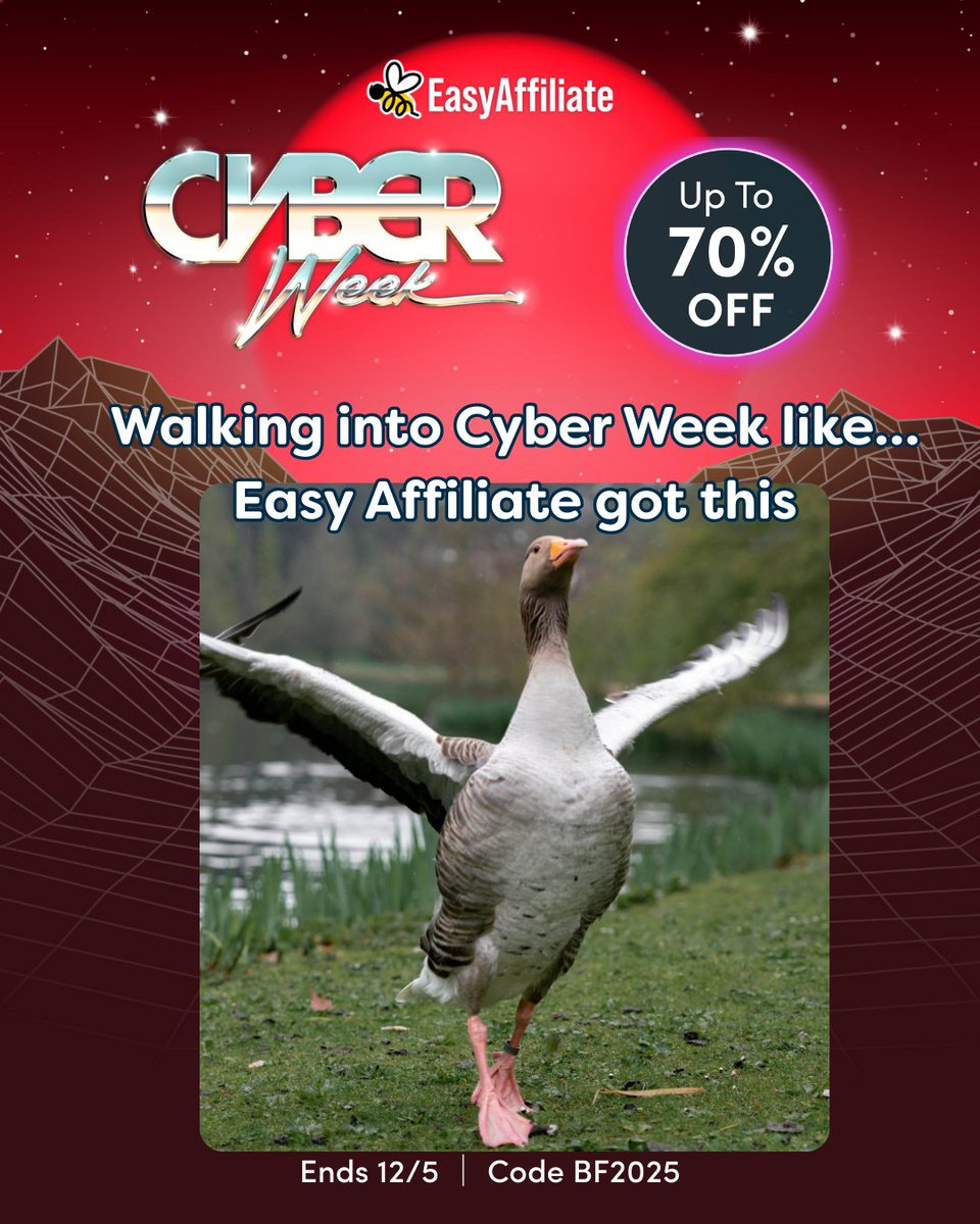 easyaffapp's tweet image. Build your affiliate program in minutes with Easy Affiliate. No coding, no stress – just results 📈 Start earning &amp;amp; growing with up to 70% off during #CyberWeek 👉easyaffiliate.com/pricing/
