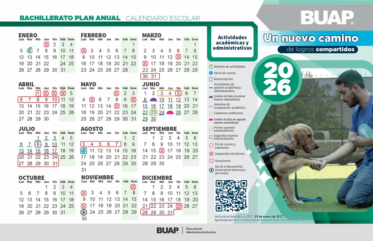 BUAPoficial's tweet image. 🐺🗓️¡Te compartimos los calendarios institucionales 2026!

Conoce las fechas importantes de los niveles: medio superior, superior y posgrado.🎒

📢¡Que no se te pase!
