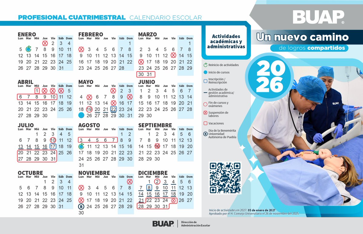 BUAPoficial's tweet image. 🐺🗓️¡Te compartimos los calendarios institucionales 2026!

Conoce las fechas importantes de los niveles: medio superior, superior y posgrado.🎒

📢¡Que no se te pase!