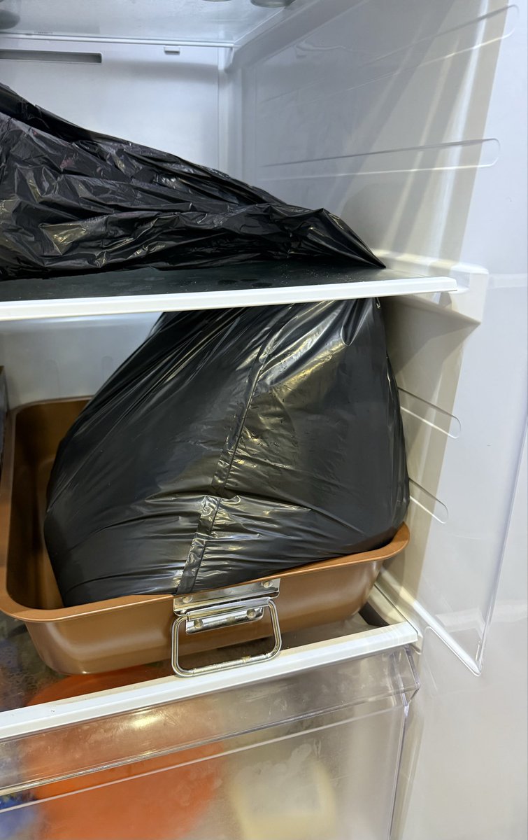 It ain’t a fancy setup, but my turkey is brining 🦃