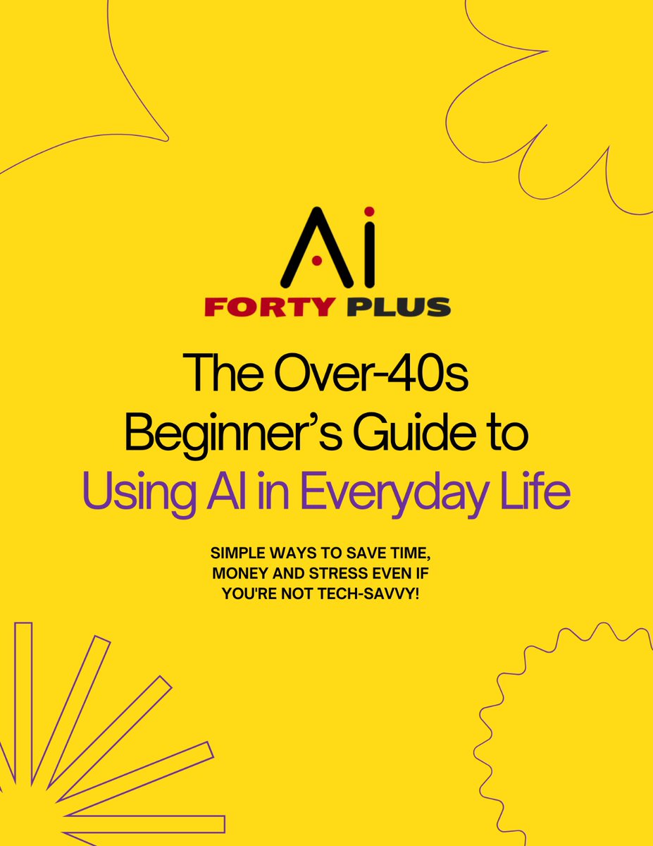 FortyPlusAI's tweet image. Get Your FREE Guide
The Over-40s Beginner’s Guide to Using AI in Everyday Life
A superb friendly introduction that shows what AI is, what it can do even if you’re not techy. Grab the guide at fortyplusai.com.
#AIForBeginners #Over40 #LearnAtAnyAge #AIMadeEasy #FortyPlusAI