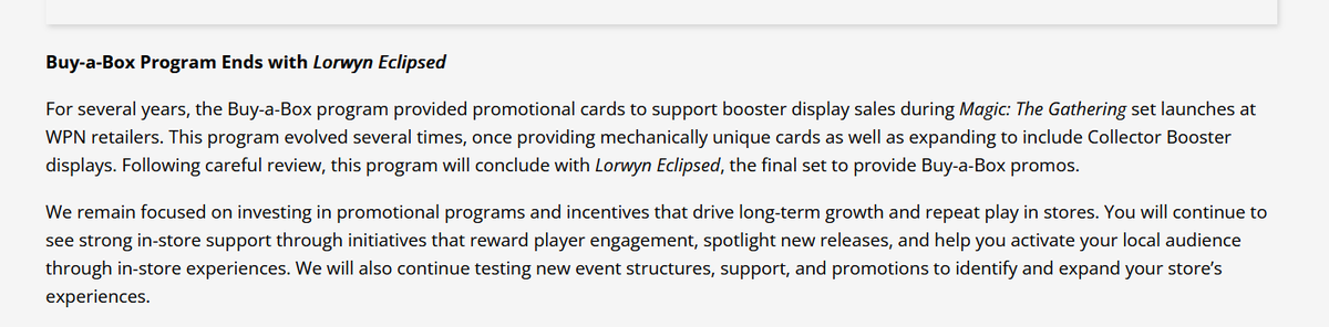 Wow, buy-a-box promos are going away after Lorwyn Eclipsed! #mtg