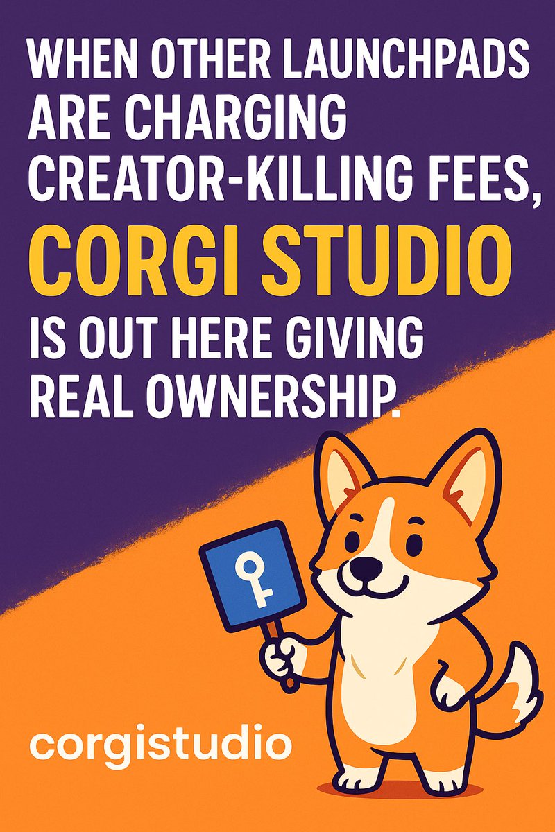 GomezSdcc's tweet image. When other launchpads are charging creator-killing fees, CorgiStudio is out here giving REAL ownership.  
No middlemen. No bonding curve stress.  
Just mint, deploy, list DONE.  
This is what Web3 was supposed to feel like. ⚡🐾  
corgistudio.io  
#CorgiStudio