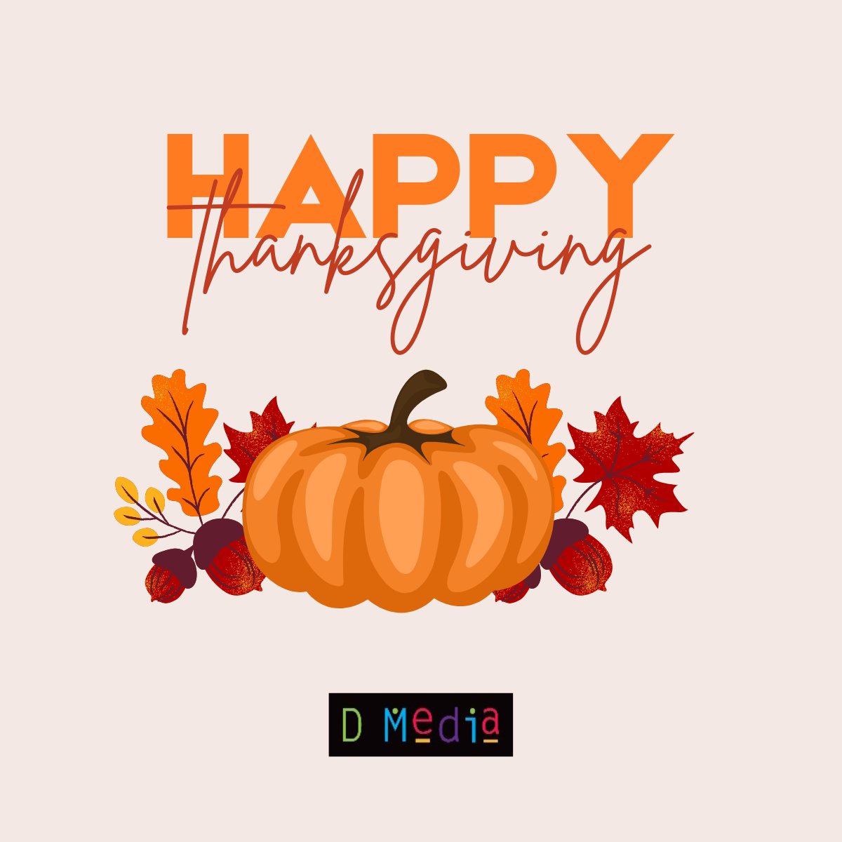 Happy Thanksgiving weekend! 🍂🦃 At D Media, we're grateful for our wonderful clients and community. Your partnership makes our work rewarding. 

#Thanksgiving #thankful #marketing #HappyThanksgiving