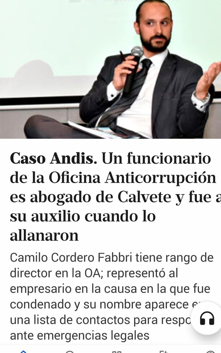 La Oficina de Defensa de la Corrupción encabezada por Melik (socio de Cúneo Libarona) no solo tapó todo en $ Libra sino que ahora su Director CORDERO FABRI defiende a corruptos como Calvete en la causa "ANDIS", el Gobierno cómplice de todo esto.