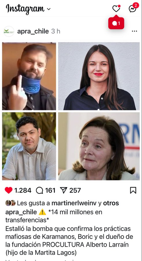 WenaChile's tweet photo. Bombazo

 Robo en la fundación Procultura que manejaba el yerno de Marta Lagos, también involucra a Irina 
Karamanos

Dejen de Robar Gobierno de RATEROS

RT Comparte https://t.co/2R5XkqNCb3
