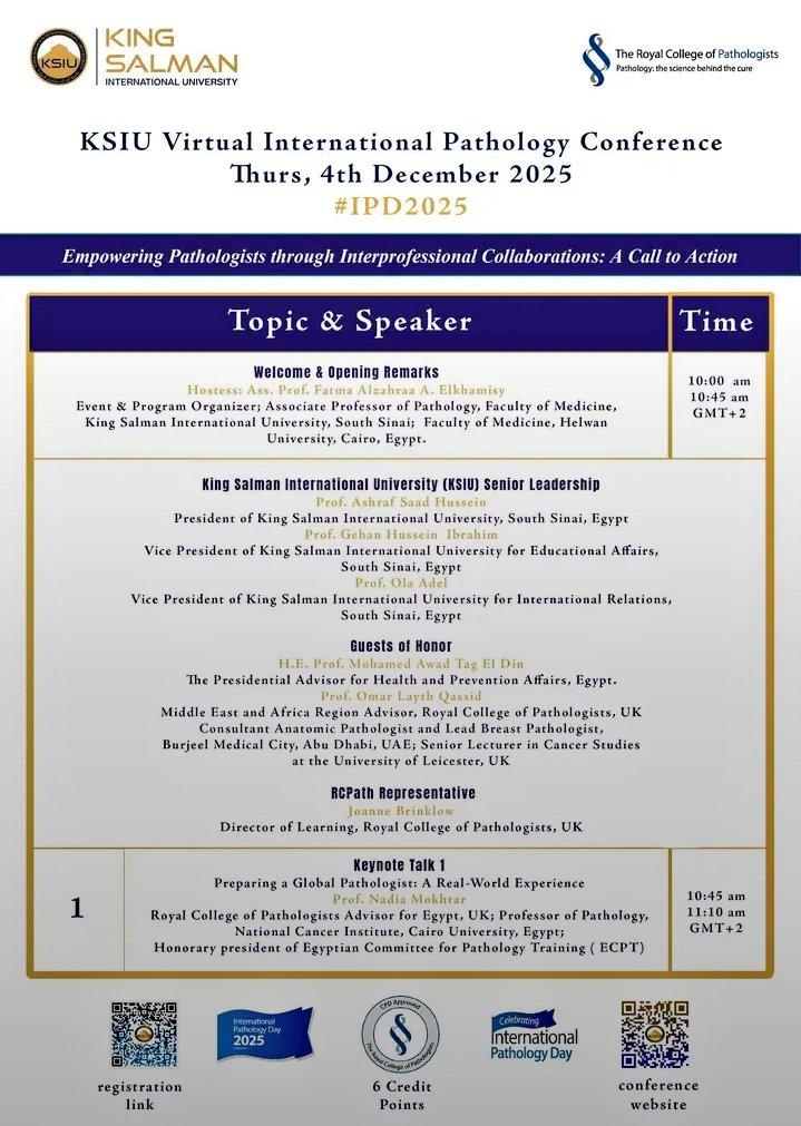 duckhuca's tweet image. 🟠 I&apos;m very honoured to be part of this teaching initiative. 
💪🏽 Empowering Pathologist.
👏🏽 Many thanks to Dr Fatma and the King Salman International University for the invitation.
💉 The Interventional Pathologist: Closer to the patient.