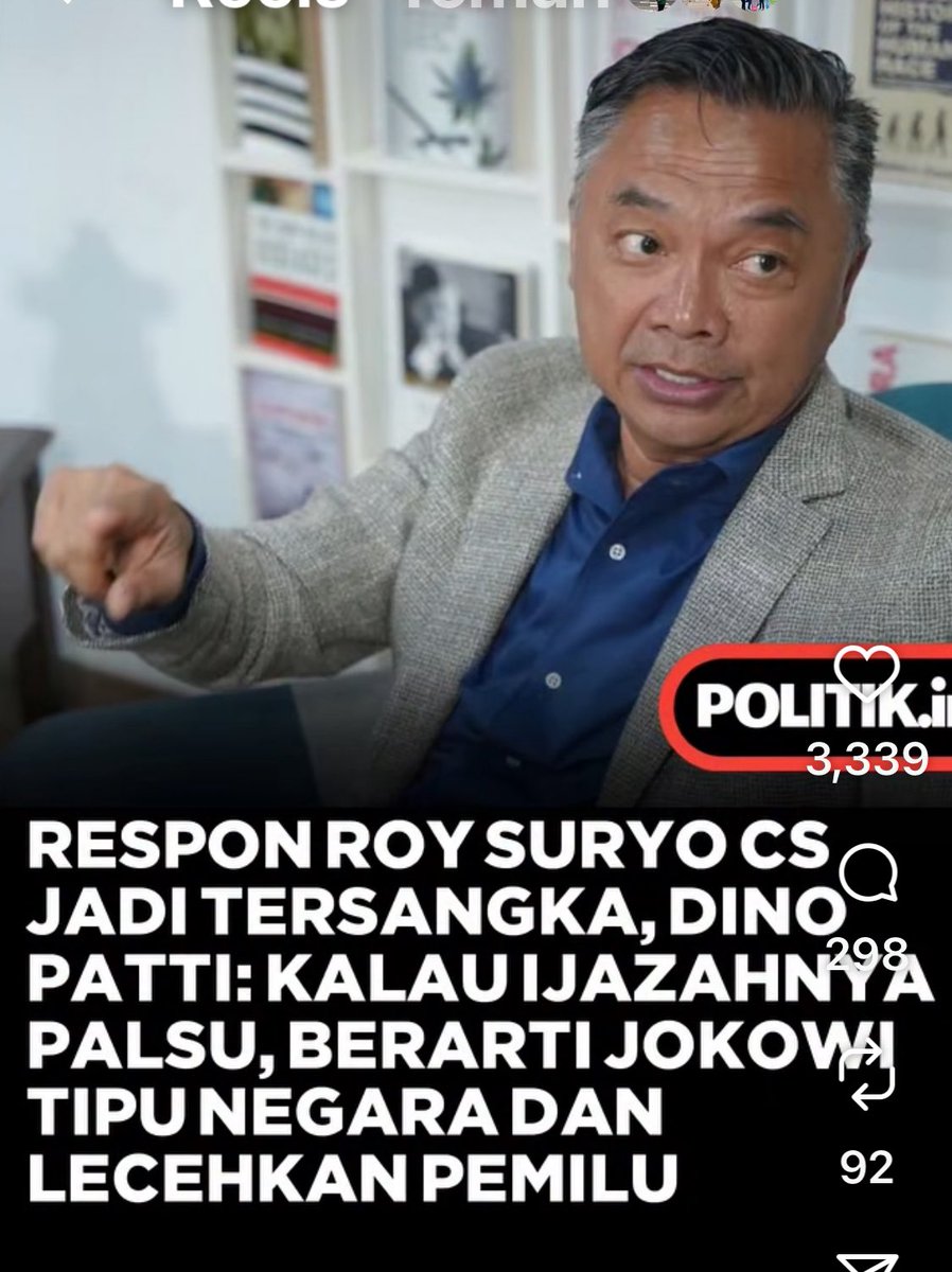 Kalau ijazah yg jadi pokok ma-salah benar adanya Palsu ; maka yg hrs dijadikan sbg ter-sangka dalah si Pemilik ijazah bukan Roy Suryo Cs ; itu kalau nalar berpikirnya masih sehat