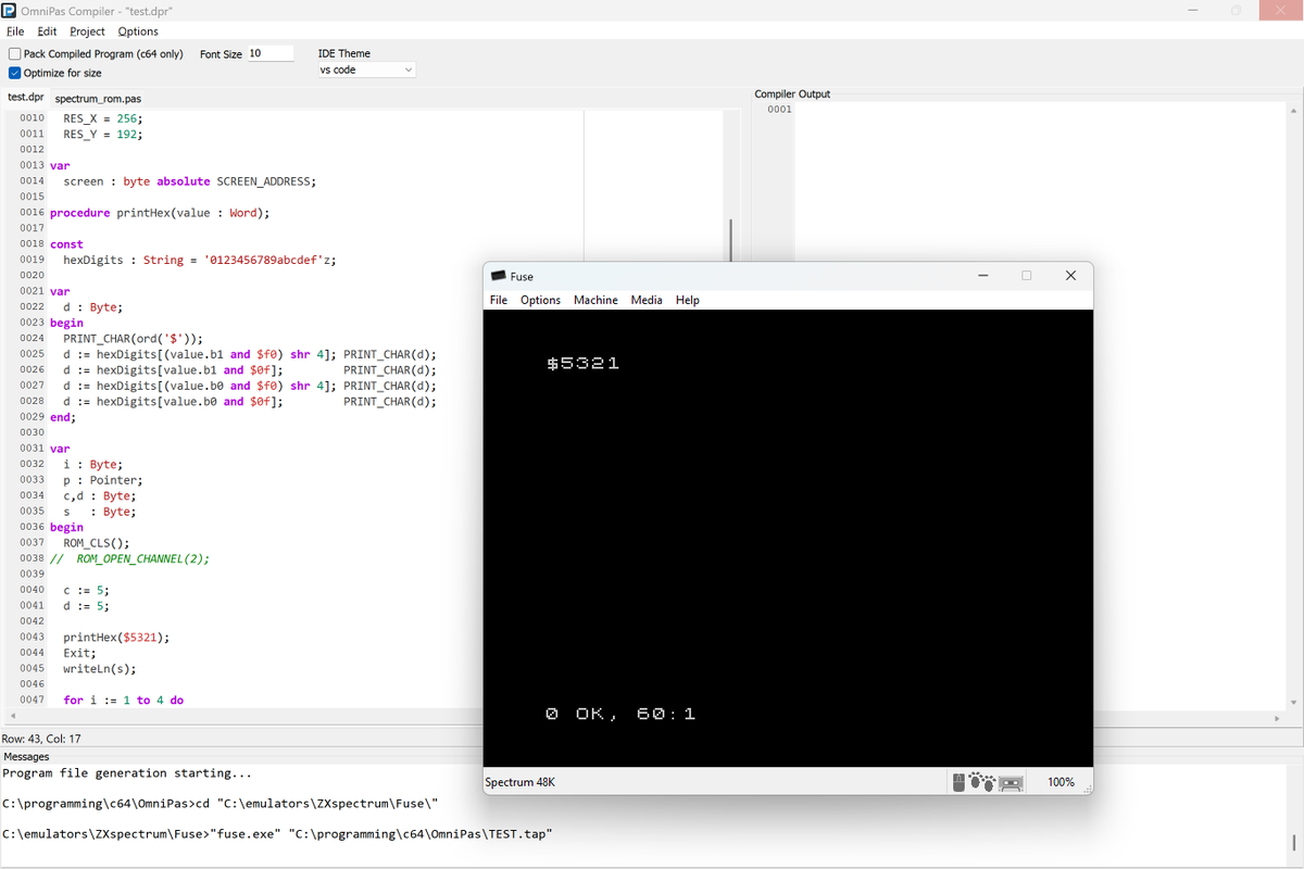 SyntaxErrorSoft's tweet image. #z80 #pascal #crosscompiler more work on my Pascal cross-compiler for the new z80 target :) I know the printhex could be done better in assembly, but just making sure the code translation works!