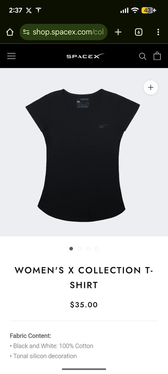 Elnphnt's tweet photo. Love this SpaceX women's tee❤️Designed uniquely for women, this 100% cotton tee extends past the waistline. Whether wearing it tucked into a skirt  or over jeans, I receive plenty of compliments for the perfect form fitting look.😍 https://t.co/9bXoz88qGV
