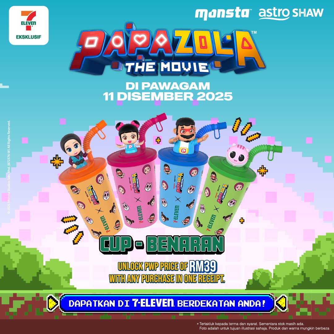 Takkan tengok je 👀 Dapatkan tumbler Papa Zola The Movie hanya di <a href="/7elevenmalaysia/">7-Eleven Malaysia</a> 

Kalau habis jangan nangis eaa~