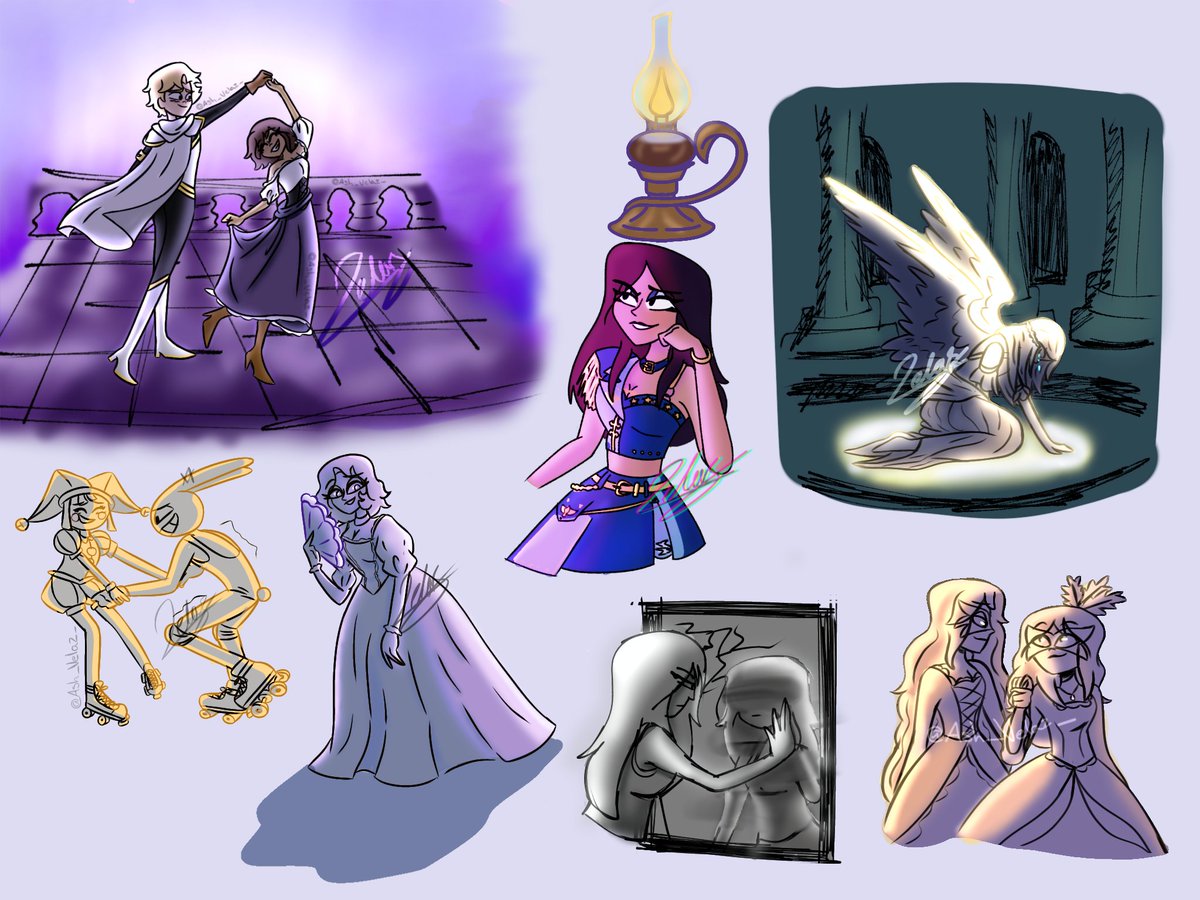 Ash_velaz_'s tweet image. Sketches, I loved this way of drawing ✨ #sketches #ocs #JaxxPomni #tadcfanart #TADC #characters #digitalart