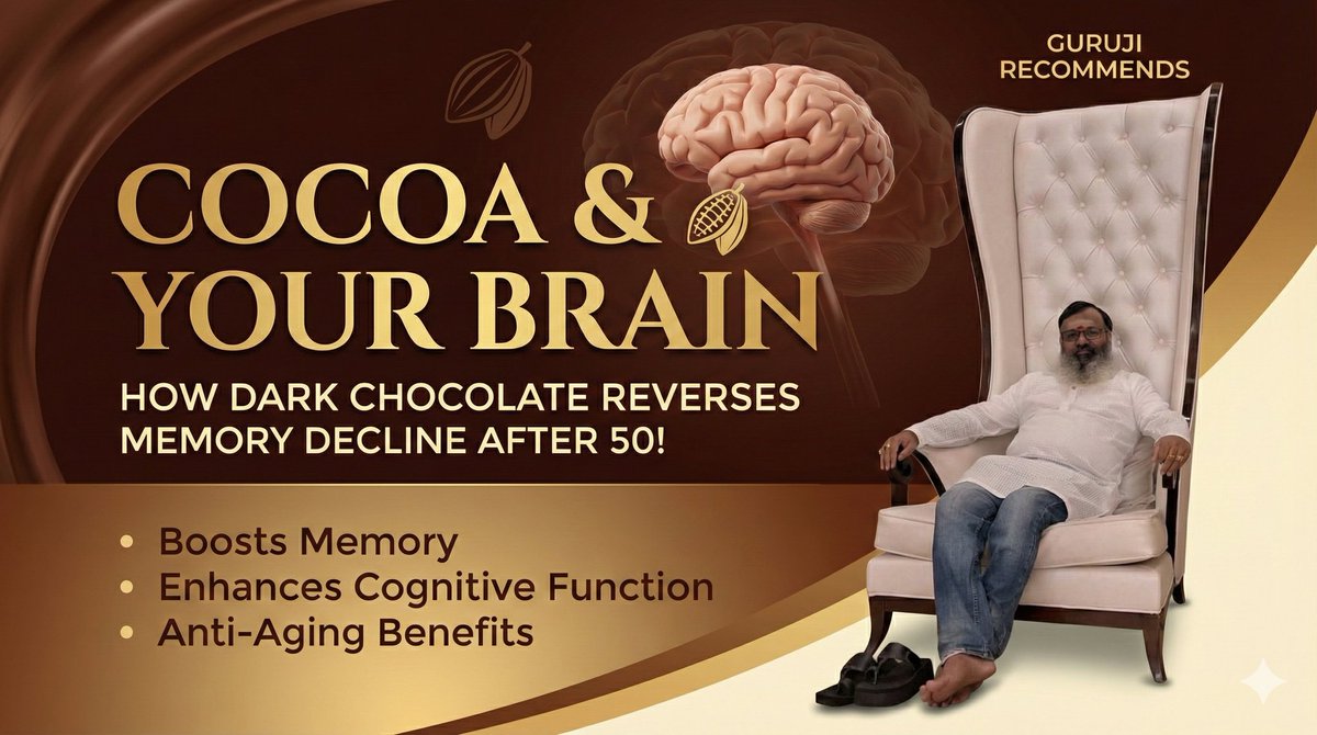 drkgowthaman's tweet image. #Cocoa &amp;amp; Your #Brain: How Dark Chocolate Reverses Memory Decline After 50! 

Every day I meet people who fear one thing more than diabetes, cholesterol, or even cancer — losing their memory.

“Guruji… why am I forgetting names? Why do I walk into a room and forget why I went…