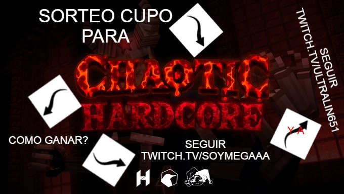 SORTEO CUPO PARA CHAOTIC HARDCORE:

Como ganar:
 Seguir a nosotros <a href="/EscapeTeamMC/">Escape Team</a> <a href="/Ultralin651/">Ultralin</a> <a href="/Megitaaaaa/">SoyMega</a> 
 Seguirnos en twitch a Ultralin y a Mega
🔁RT Y ❤️ME GUSTA 
 Comentar porque quieres ganar el cupo para esta gran serie.