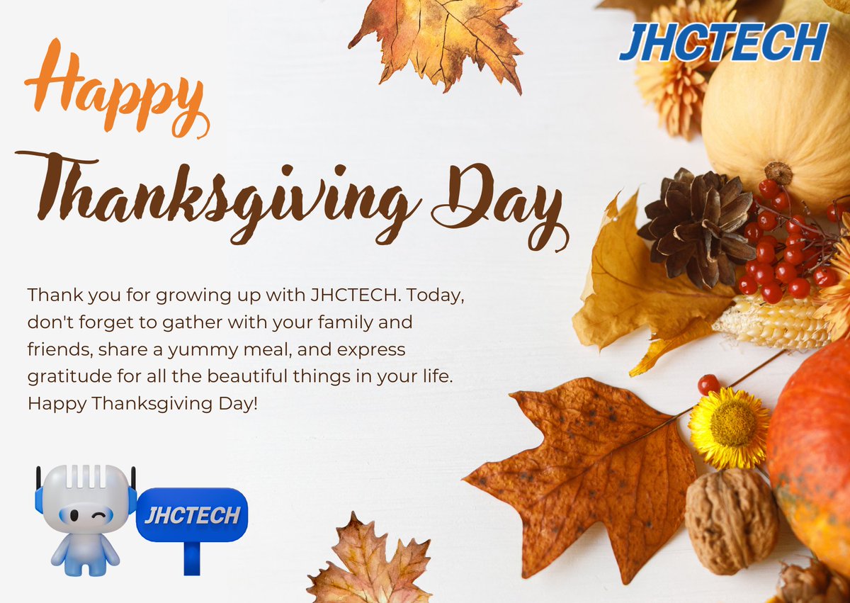 JHC_Technology's tweet image. 🎇 🎉 🦃 💗 Happy Thanksgiving Day!

JHCTECH Wishes you and your loved ones a wonderful Thanksgiving! Thank you for your continued trust and partnership. 💕

#JHC #IPC #ThanksgivingDay