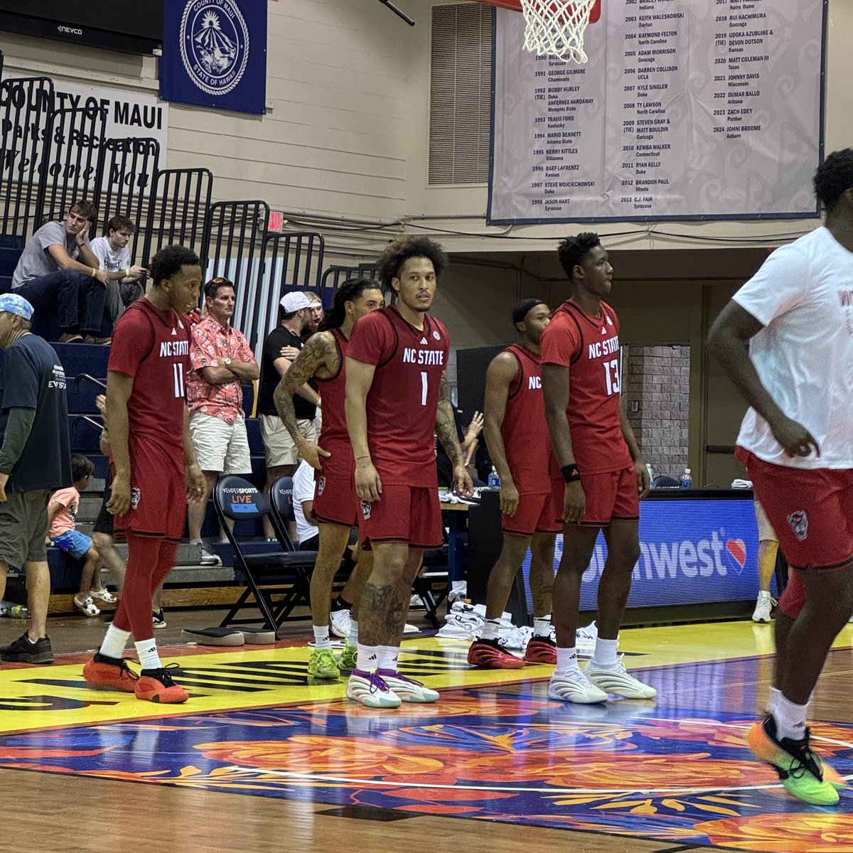 Good news for NC State: Darrion Williams just ran back out with the team  and is warming up for the second half., image size:1200x1200