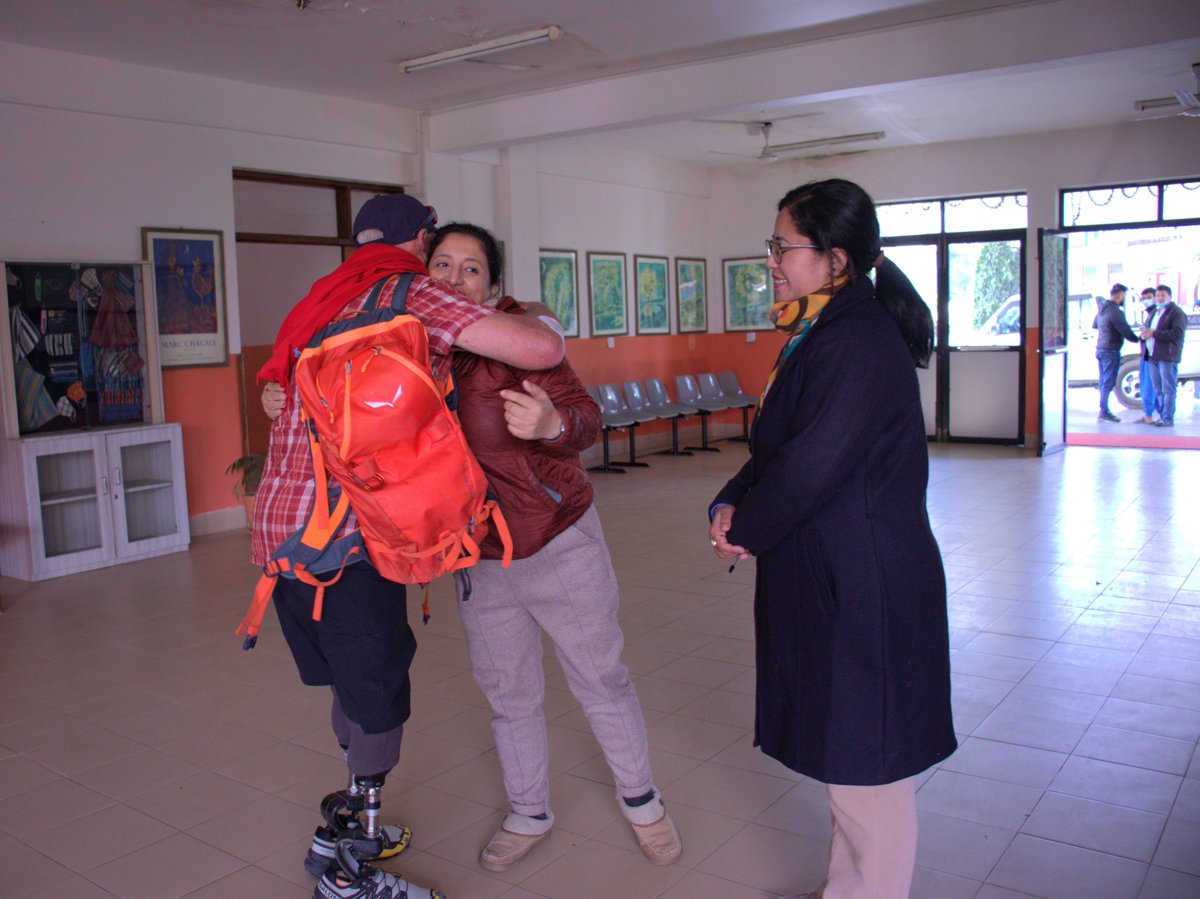 SpinalNepal's tweet photo. On November 26, Mark Inglis— the first double leg amputee to summit Mt. Everest — visited the Spinal Injury Rehabilitation Centre and the VOICE Centre in Sanga. It was our deepest pleasure to welcome him and share our ongoing works. https://t.co/CYl6jXDxgm