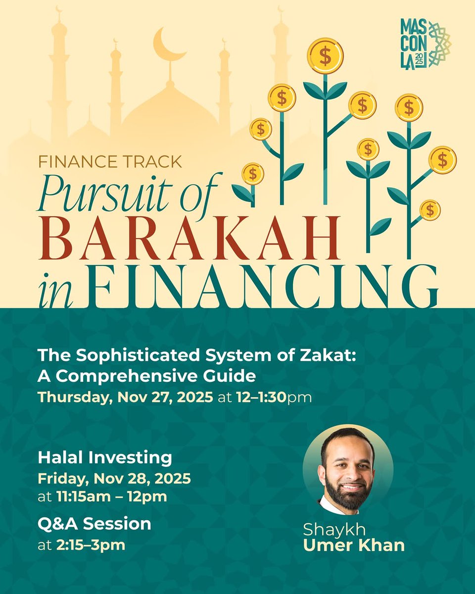 umer_khan's tweet image. Finance Track: Learn about zakāh, investing, and ask me anything related to money matters at a dedicated Q&amp;amp;A session...
📷 MAS LA CONVENTION, Ontario Convention Center
📷 Thu-Fri, Nov 27-28, 2025