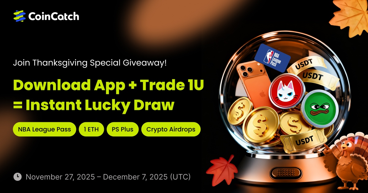 coincatchcom's tweet image. 🦃 THANKSGIVING MEGA TREAT
Download &amp;amp; trade just 1 USDT to WIN $3,000 in REAL CASH!
💚 Follow &amp;amp; RT to unlock Lucky Draw
📲 Download CoinCatch + Make 1 USDT trade to claim massive prize

No tricks, only Thanksgiving treats 🍯
Let&apos;s feast on real rewards 👉 coincatch.com/events/activit…