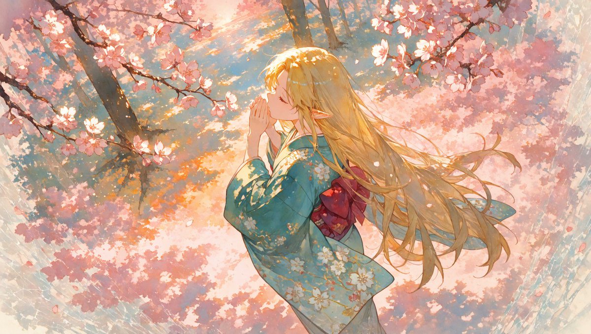 こうりょう♡ページ HPの新展示『七曜循環の壁画部屋』より。 title：桜の風に願いをのせて